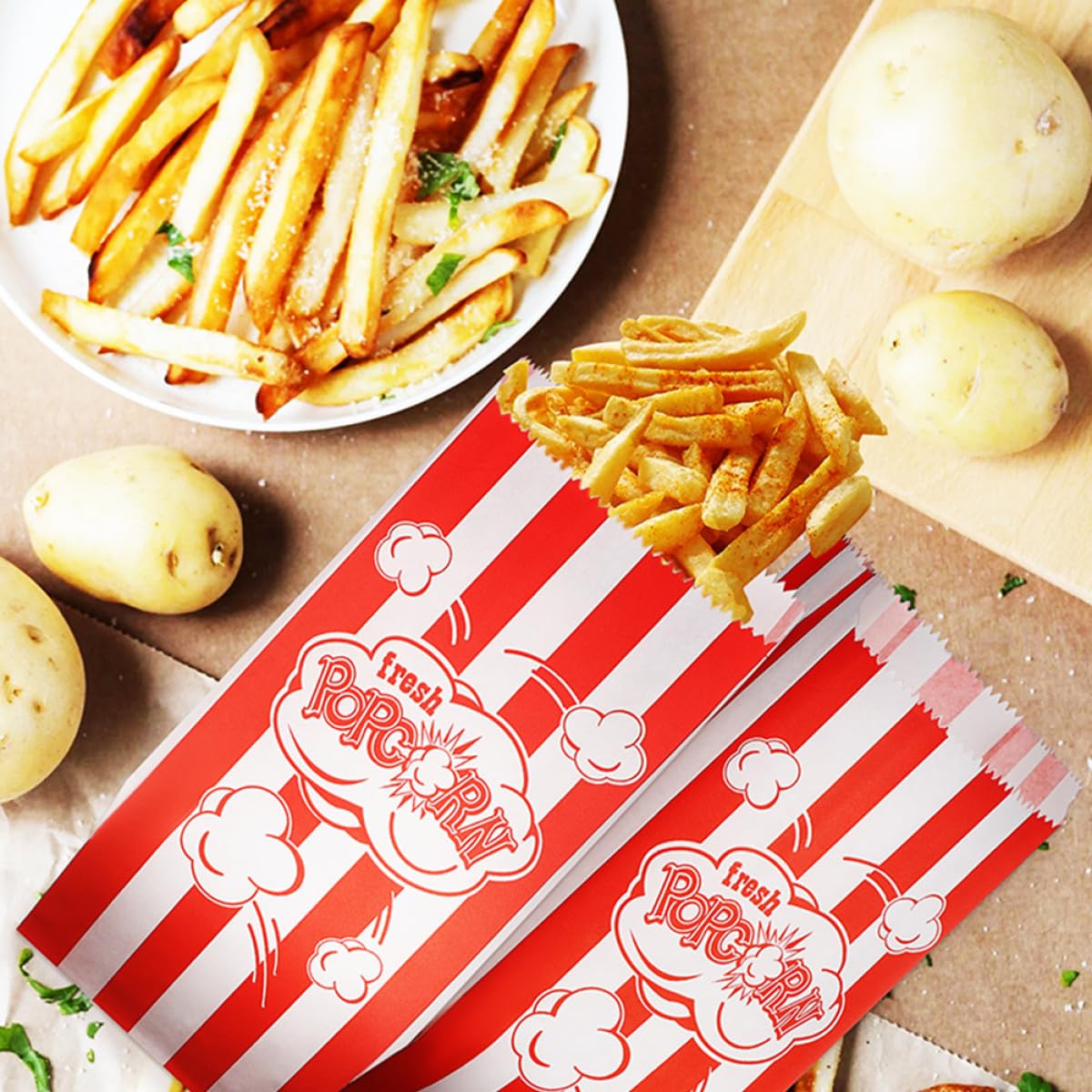 Healeved 10 Sätze Popcorn-verpackungsbeutel Popcorntüten Für Partys Schokoladen-popcorn Kerne Kinderparty Mitgebsel Party Sachen Popcorn-behälter-filmabend Snackbeutel Papier 100 Stück * 10