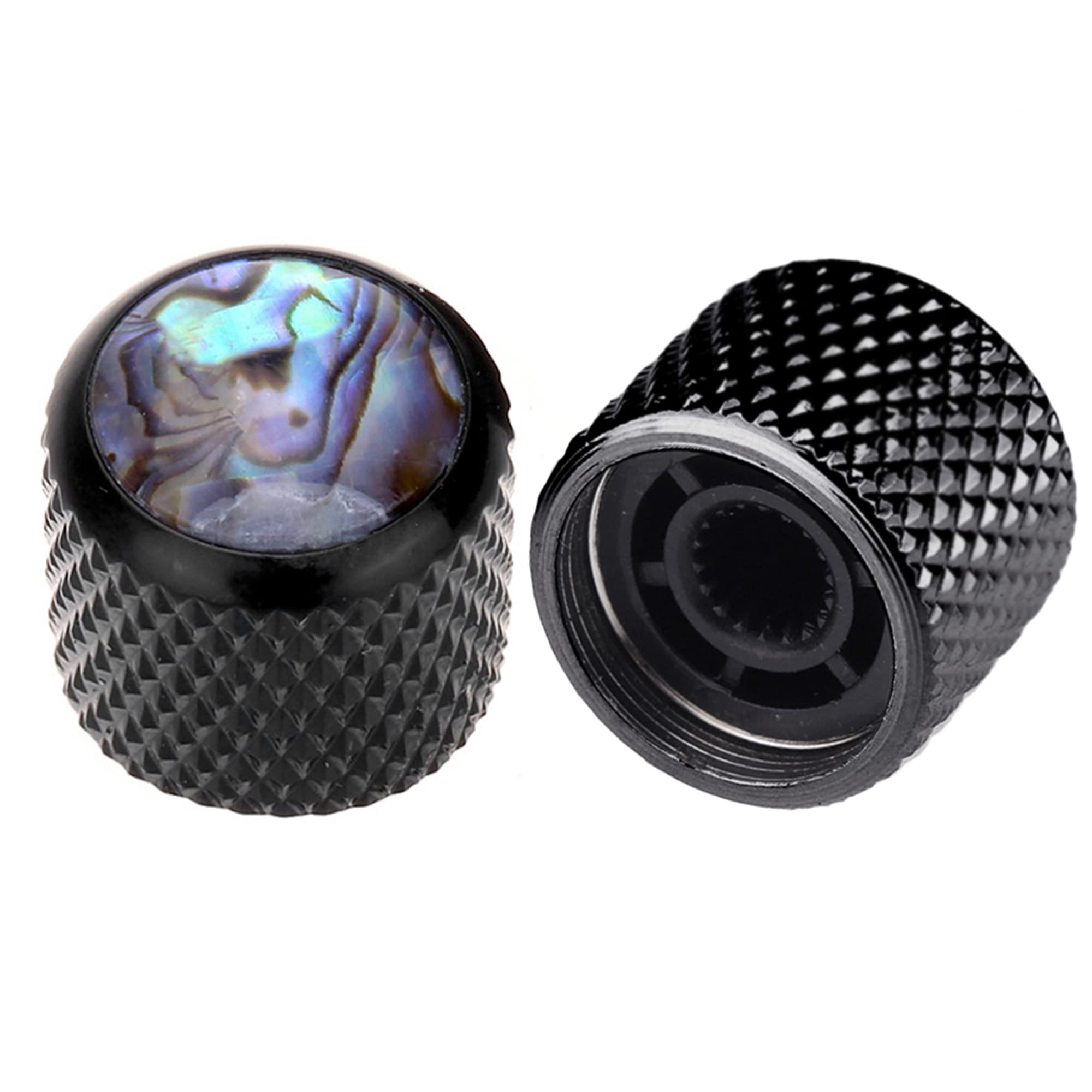 Manopole Per Chitarra E Basso - 2 Pezzi, Push-on 6mm, Con Inserto Abalone A Cupola, Colore Nero