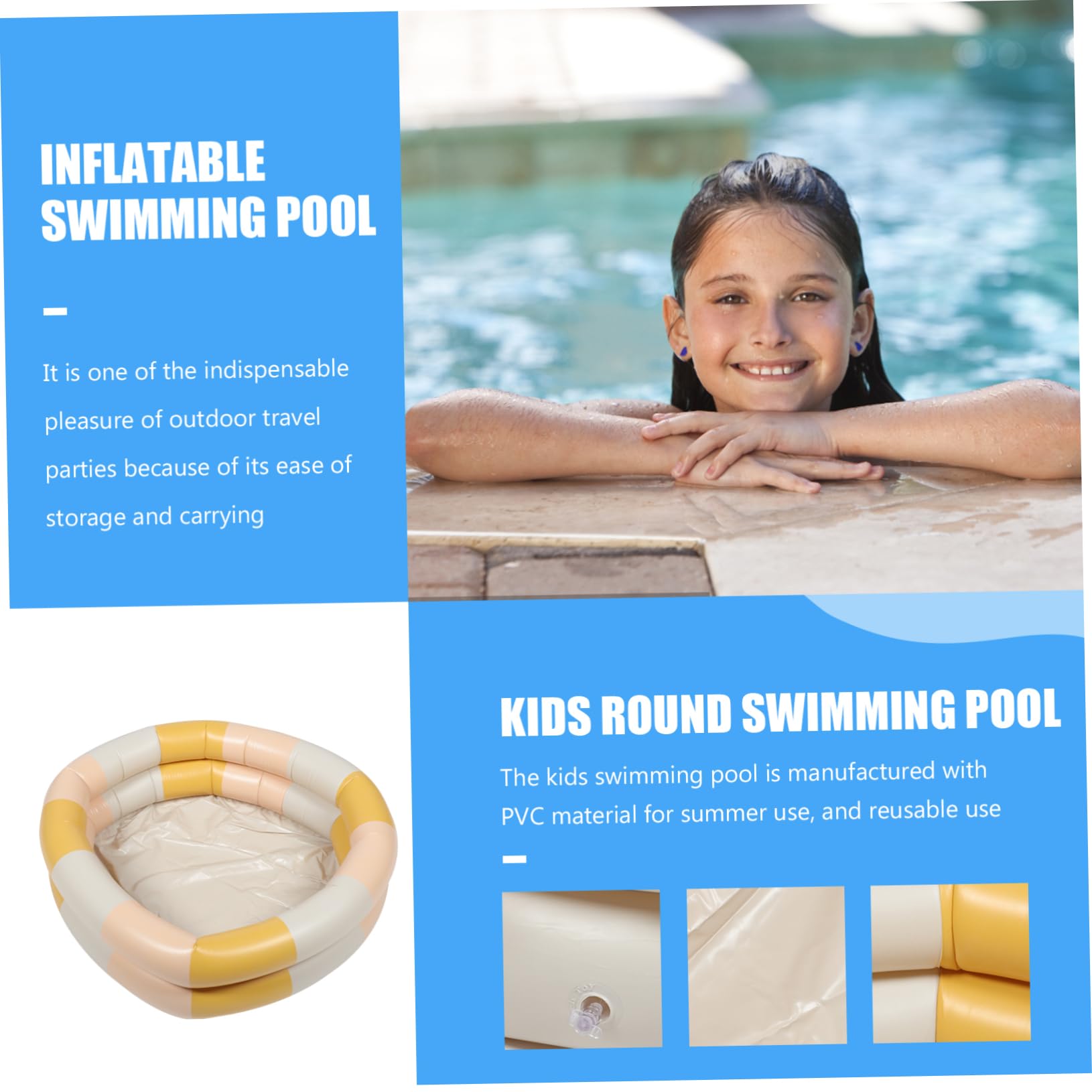 TOYANDONA Inflatable Bath Pool for Swim Pool Reusable Summer Fun for Outdoor and Indoor Use for Parties Vintage Stripe Design