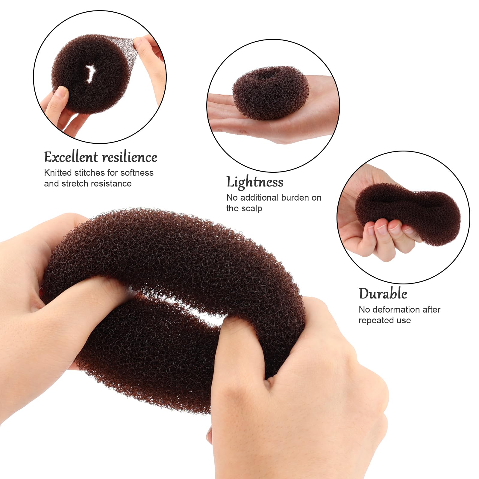 HOFASON 24 anillos grandes para moño de pelo para estilo ballet, moldeadores de donas para mujeres y niñas, pelo largo y grueso (tamaño L/3.54 pulgadas, marrón)