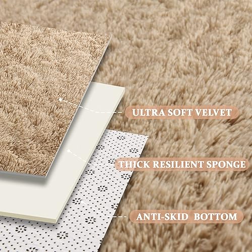 Miniatura 57 de Kimicole Alfombras de área grandes de 7 x 10 pies para sala de estar y dormitorio, alfombra suave y esponjosa, alfombras peludas antideslizantes