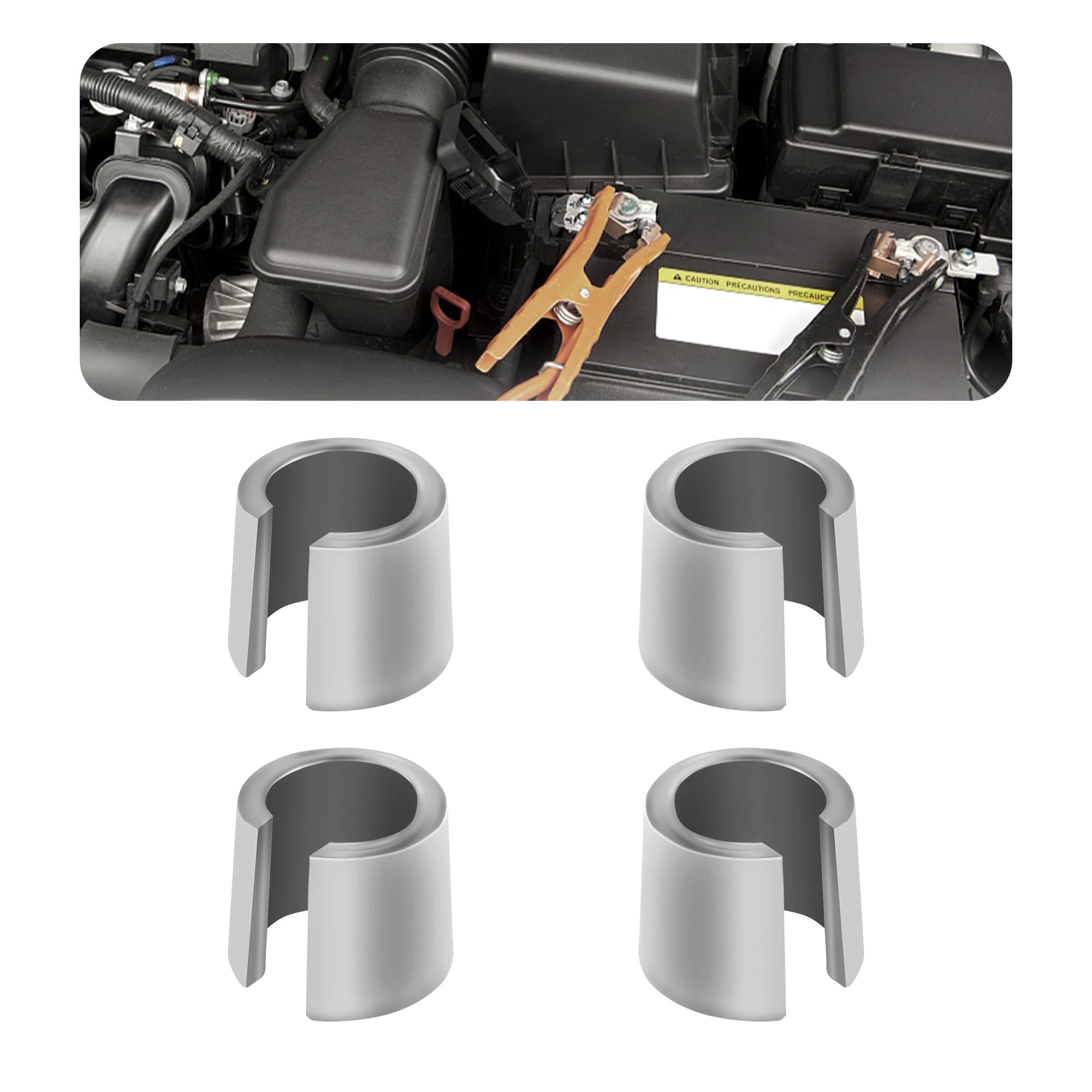 4PCS Battery Post Shims, Negative & Positive Battery Terminal Shim Converters, Professional Pure Lead Battery Terminal Adapter Car Accessories for Most Car RV Truck-image-11