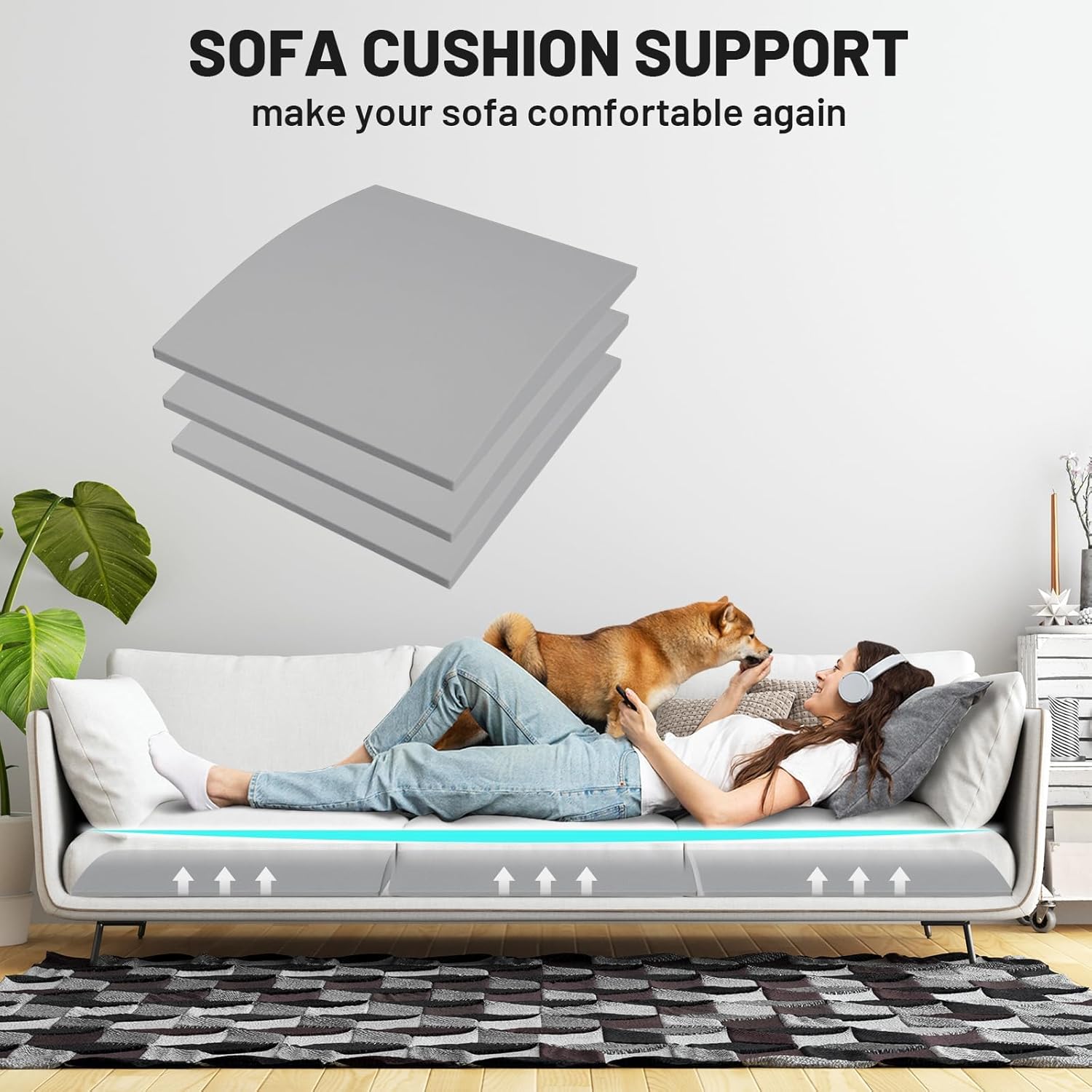 Couch Cushion Support, Sofa Cushion Support for Sagging Couch Seat, Couch Replacement Insert, 24"x24"x2.4", High Density Foam Furniture Seat Sagging Repair, Trapezoid 40D,Grey Set of 3