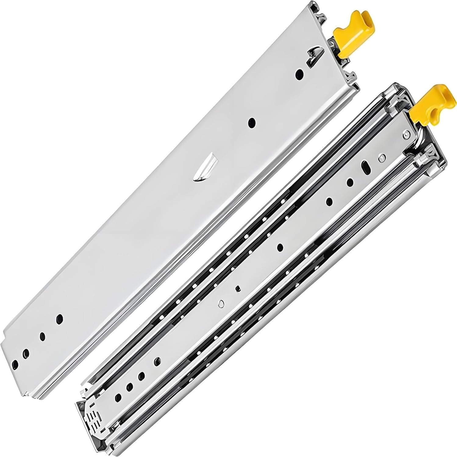 YUTOUMA Heavy Duty Drawer Slides with Lock for Industrial Tool Box Cabinet Glides Side Mount Locking Rails Runners Load 500 Lbs 1 Pair (76mm with Lock Heavy Slides, 32 inches=80cm)