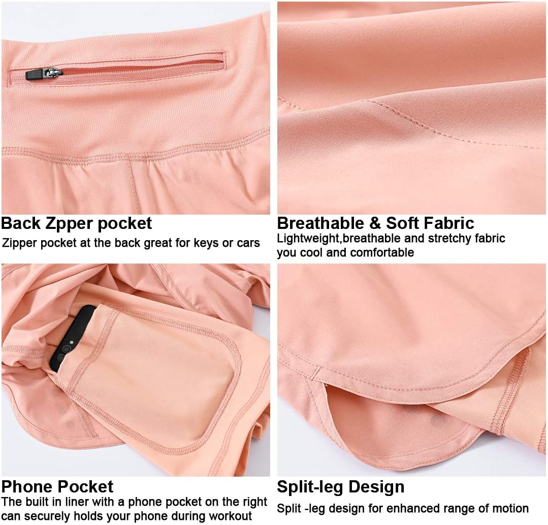 Gopune Women's 2 in 1 Running Shorts Workout Athletic Gym Yoga Shorts Liner - Image 6