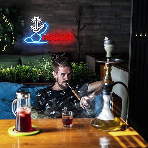Miniatura 5 de Letrero de neón de narguile para bar, tienda de humo o decoración de cuevas de hombre, pantalla LED brillante para fumar o tienda de vapeo, fácil de