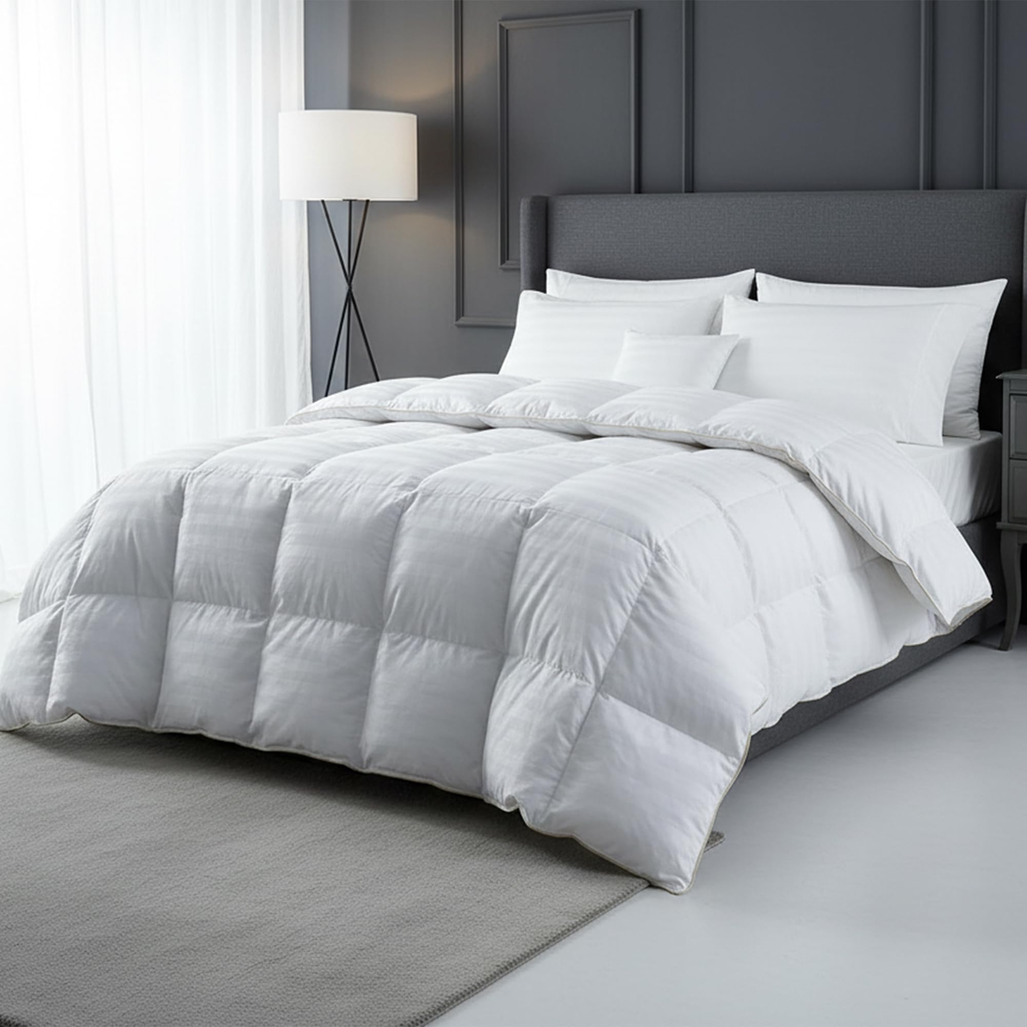 Oliver Bedding Luxurious Duvet 1 Tog (135 x 200 cm - Single), Ultrasoft Touch Hypoallergenic Quilted Single Duvet Set, Elegant Satin Stripes Duvets, Anti Allergy for a Comfortable Night Sleep