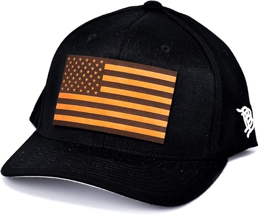 Flag Leather Patch Flex Fit Fitted Hat 