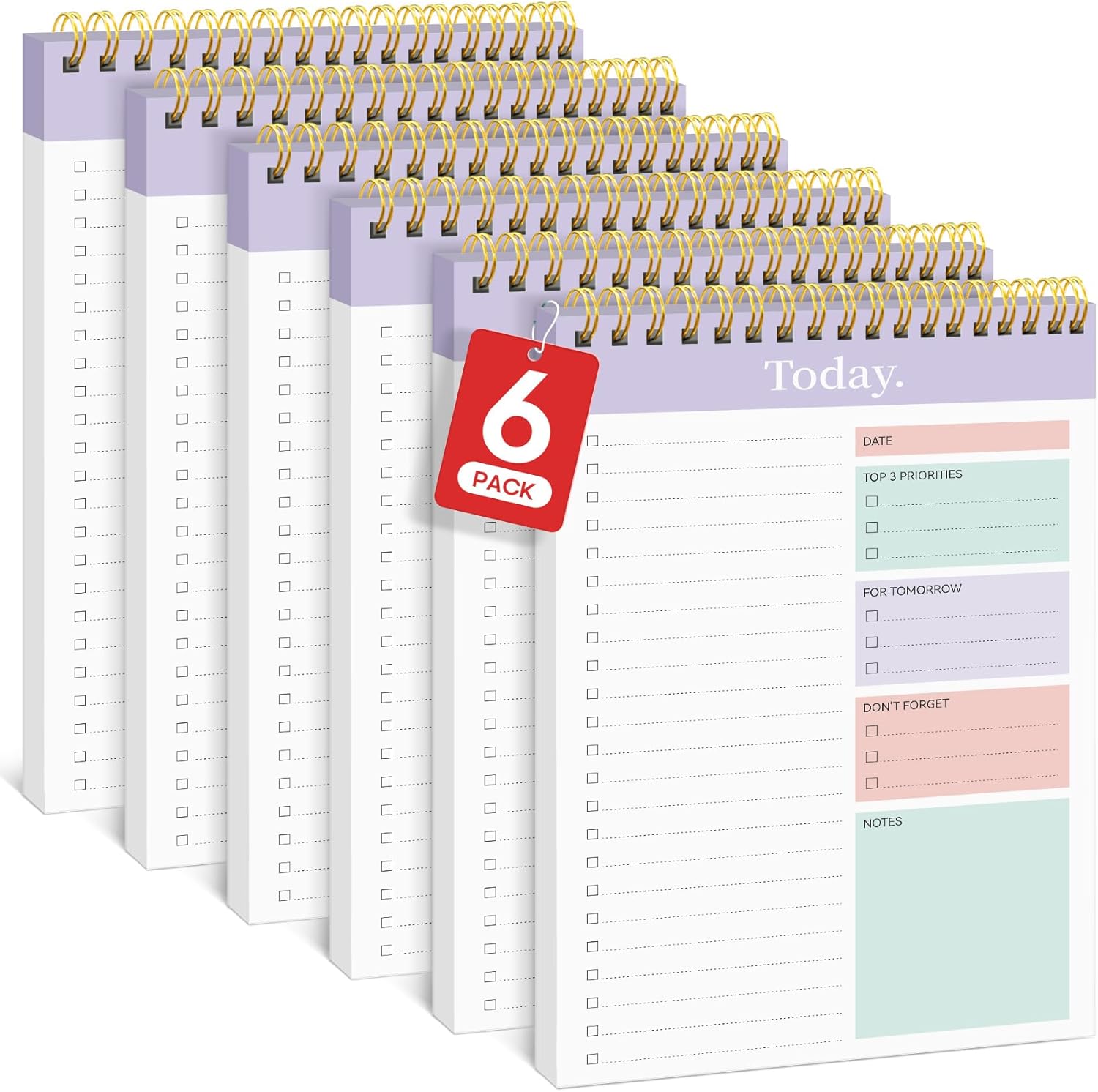Taja 6 Pack of To Do List Notepad - To Do List Notebook for Work with 52 Sheets, 9.8" x 6.5", Undated Daily Planner Perfect for Daily Tasks and Goal Setting, Notepad Suitable for Office, Home & School - Violet Dream