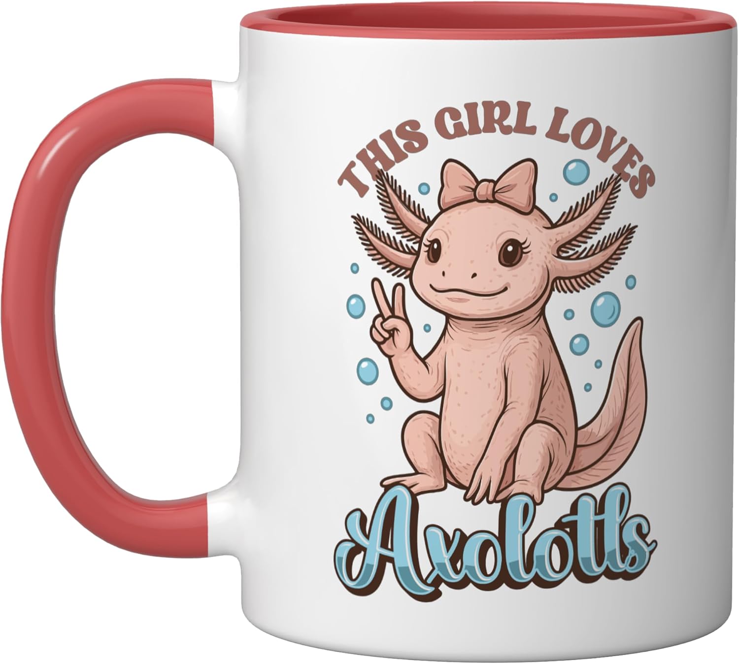 Funny Axolotl Pet Lover Design – This Girl Loves Axolotls Ceramic Mug, Red/White
