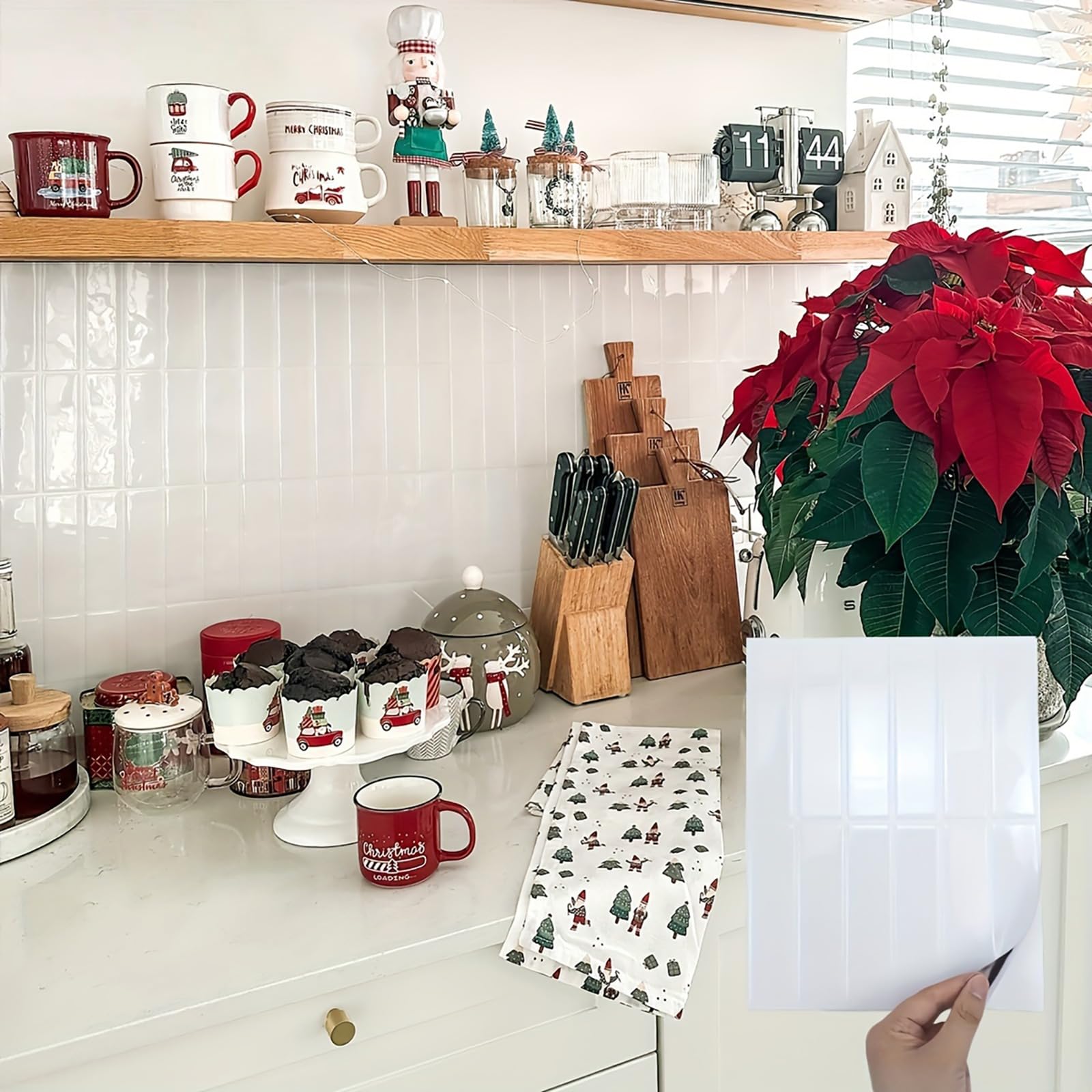 Décoration Murale en Vinyle Blanc, carrelage adhésif pour Cuisine