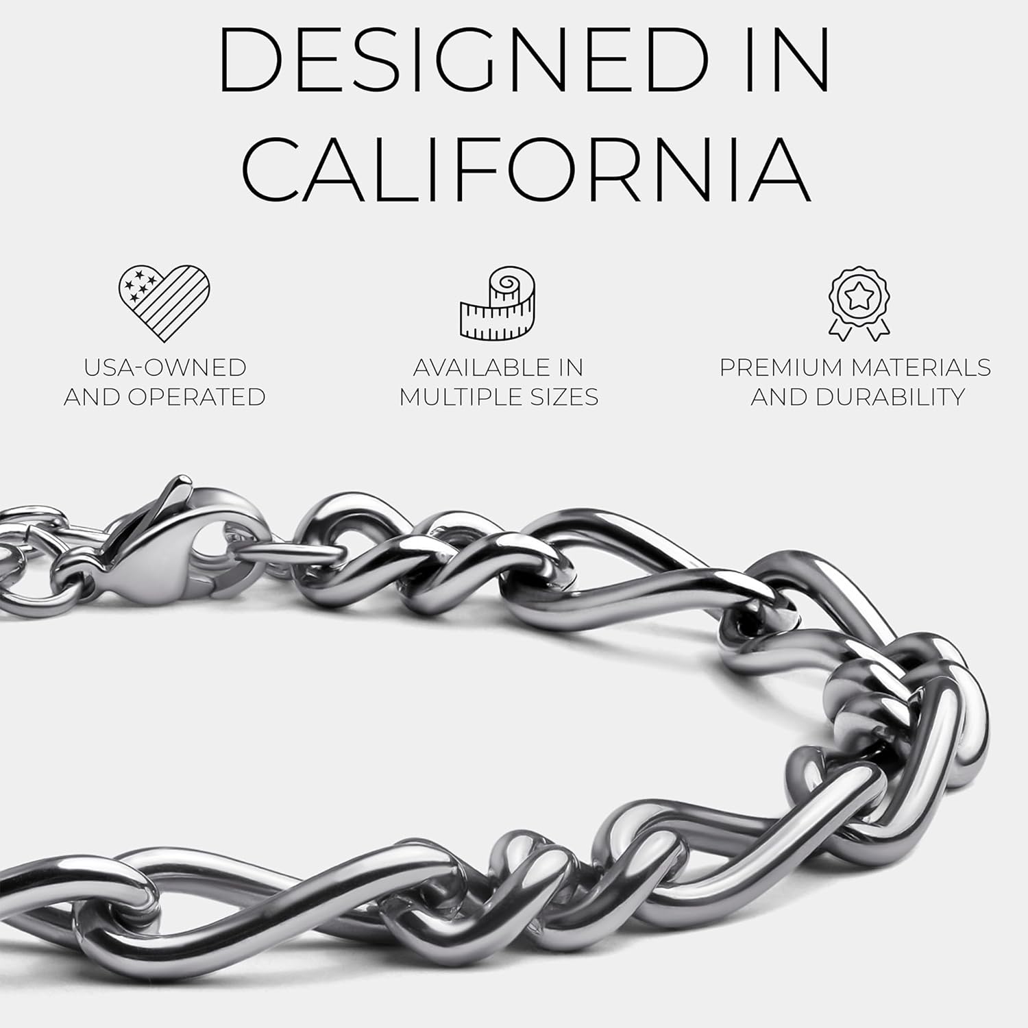 Elegatto Premium Inteletto Figaro Chain Bracelet for Men | Pure 316L Stainless Steel Weaves | Men’s Designer Jewelry Bracelets