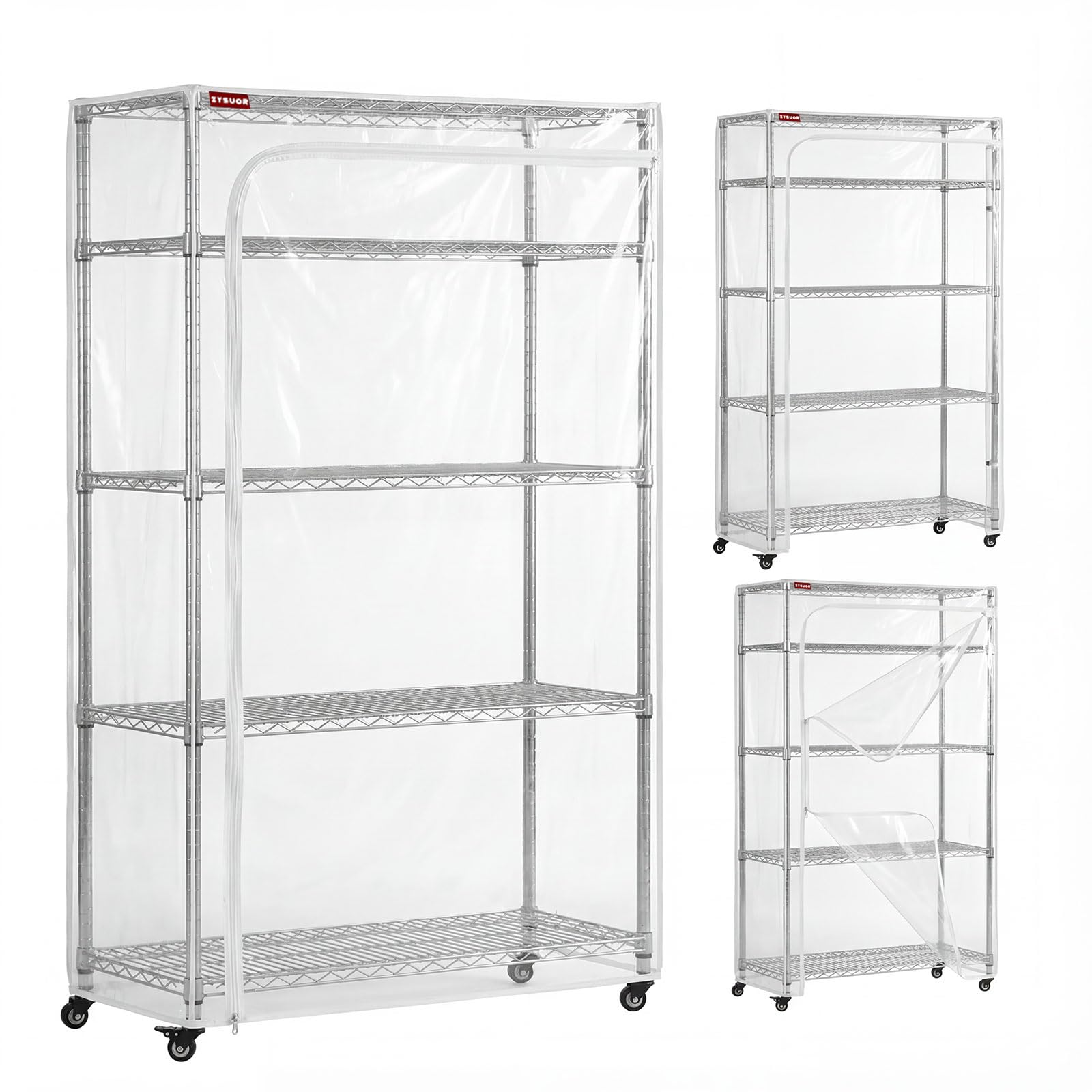 ZYSUOR Clear PVC Wire Shelving Cover, Fits 48"W x 24"D x 72"H Storage Rack