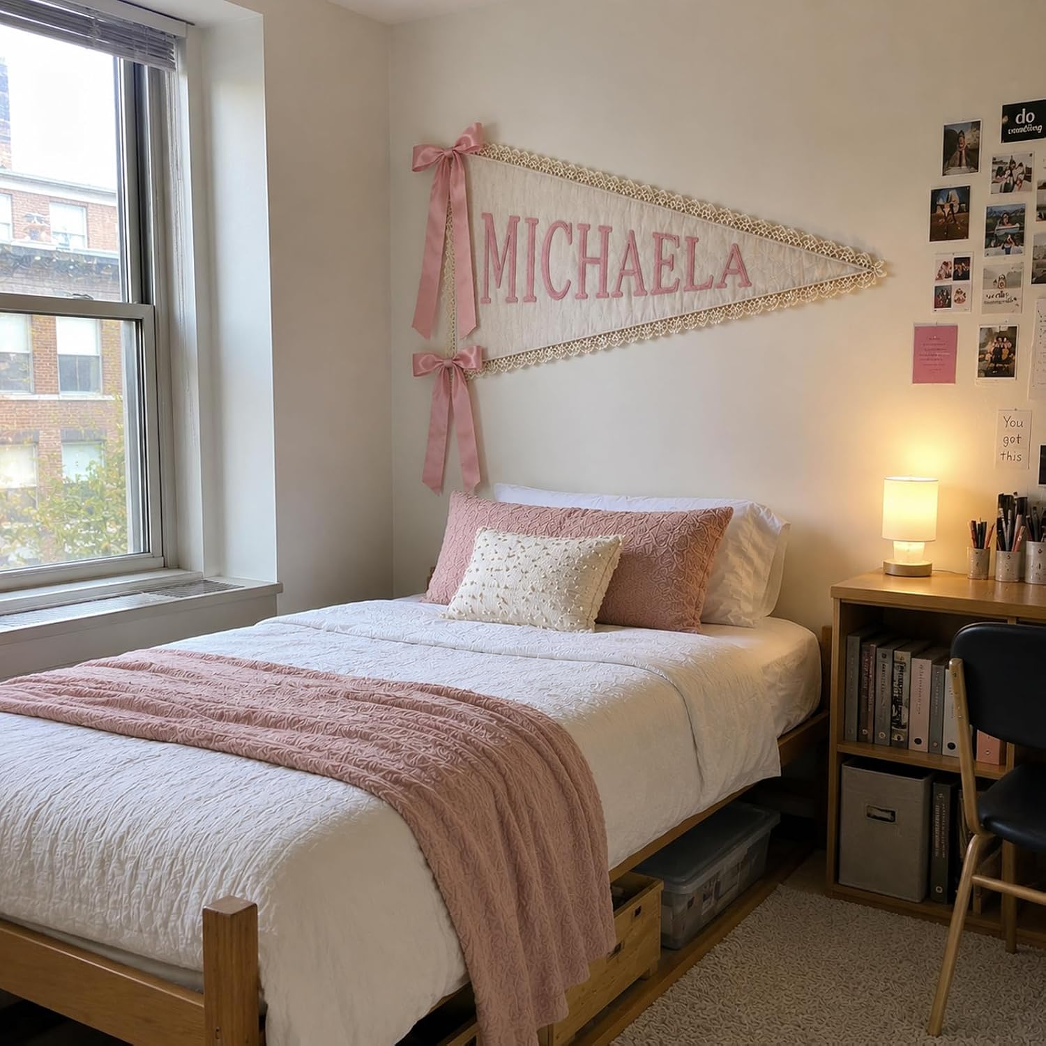 Personalized Embroidered Pennant Name Banner, Custom Dorm Room Wall Decor