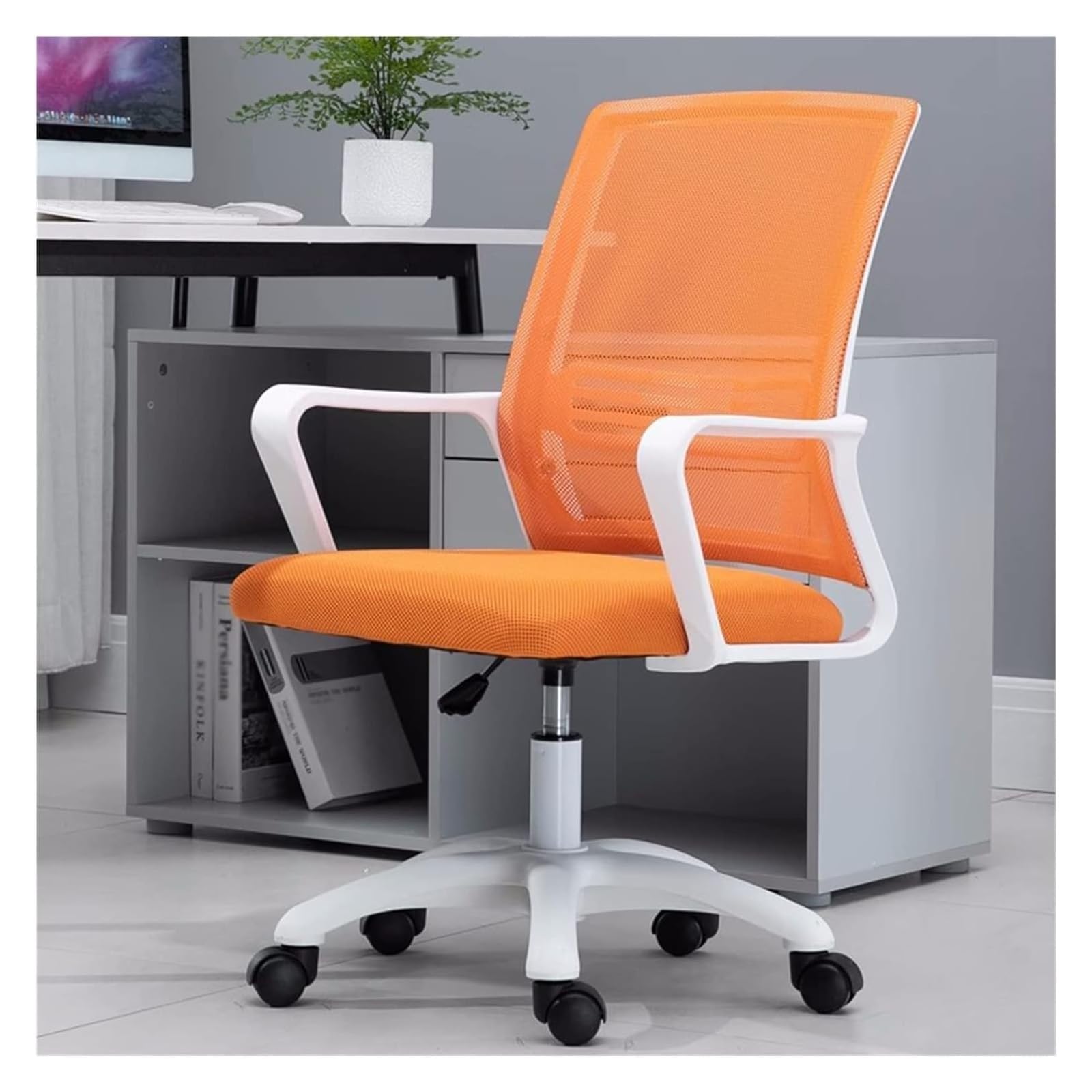 NZPOST Chair Office Chair Ergonomic Desk Chair Height Adjustable Rolling Swivel Task Chair with Armrests and Lumbar Support,Breathable Mesh Design High Back Computer Chair (Orange)