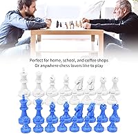Vista 6 de HURRISE Juego de ajedrez, 32 piezas de ajedrez estándar, plástico azul y blanco, compacto y portátil, a partir de 0 años