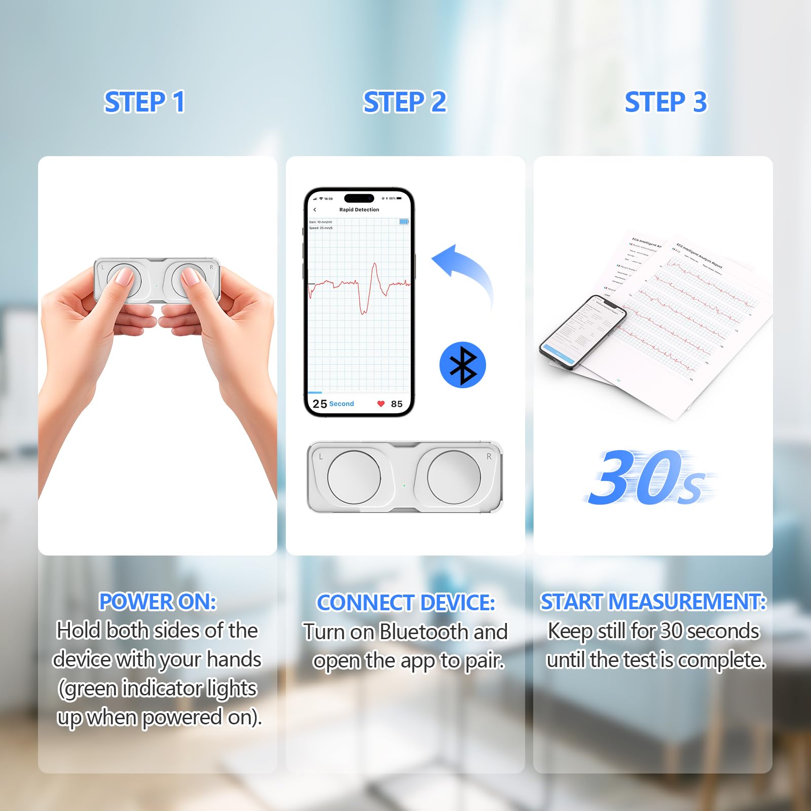 Portable ECG Monitor, Heart Rate Monitor Device for Home Use, Compatible with Smartphone, No Subscription — view 7