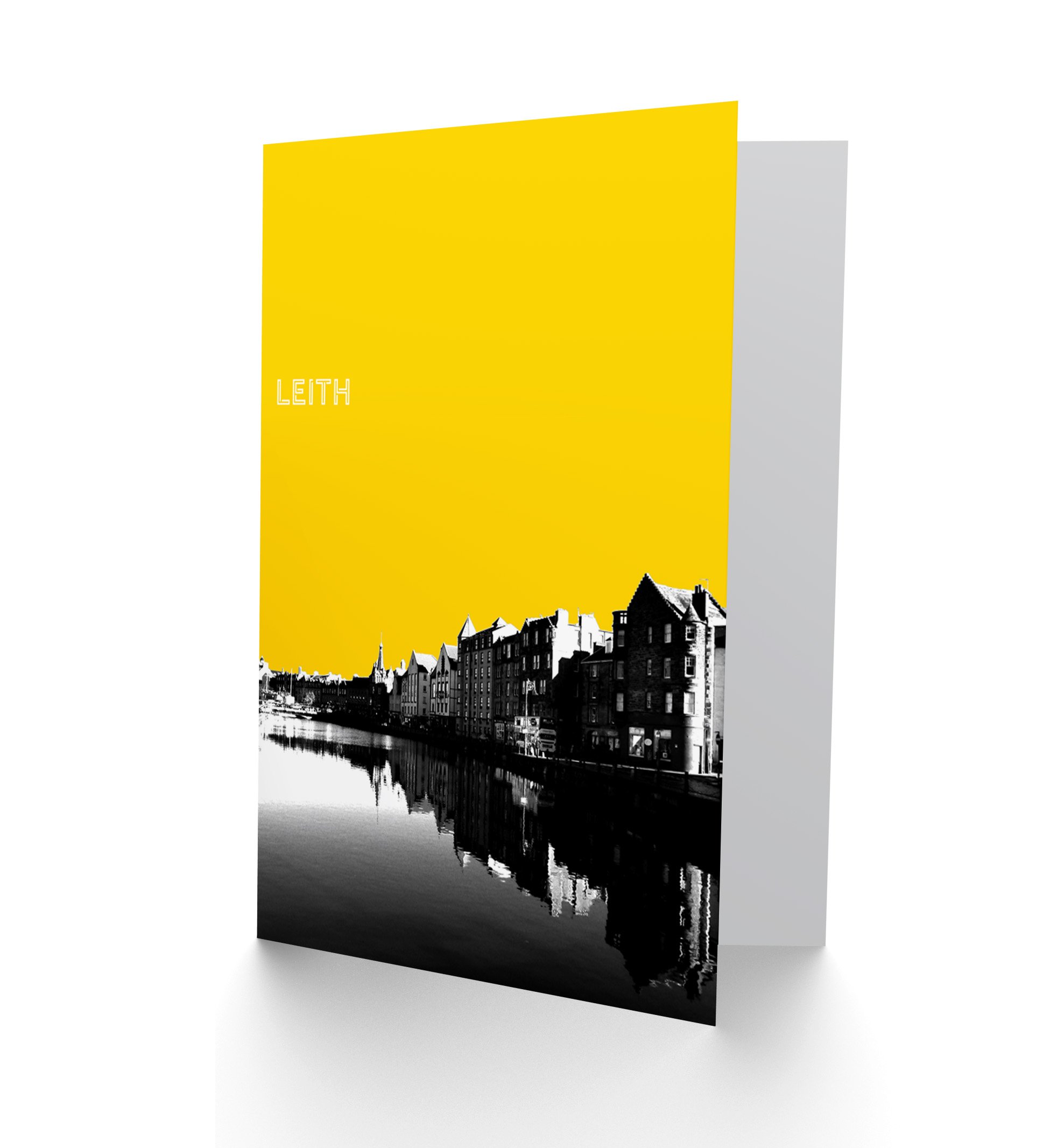 Wee Blue Coo Leith Shore Edinburgh Scottish Landmark Yellow Greetings Card