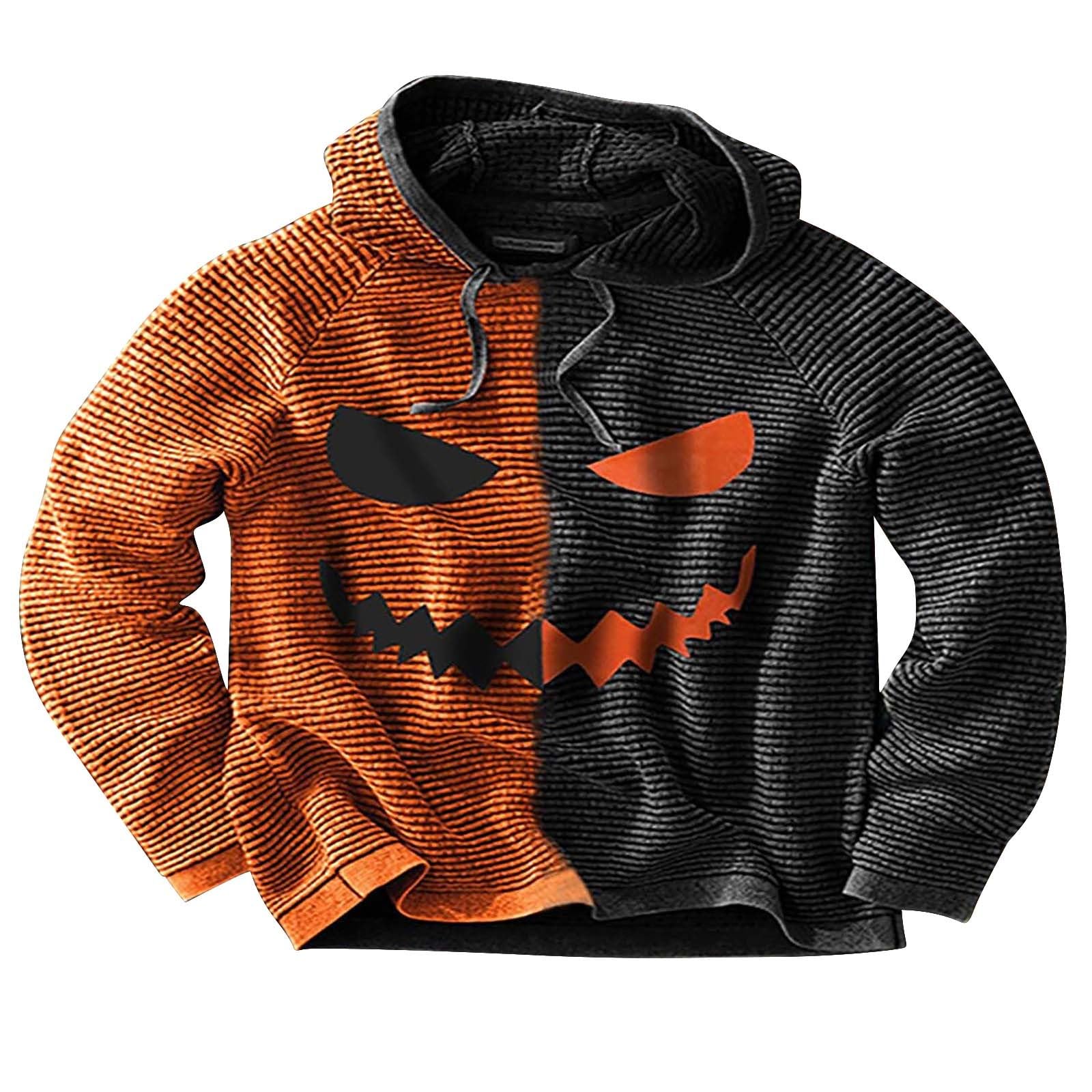 Felpa Con Cappuccio Uomo - Stampa Zucca Gotica, Design Vintage, Morbida, Per Halloween E Inverno