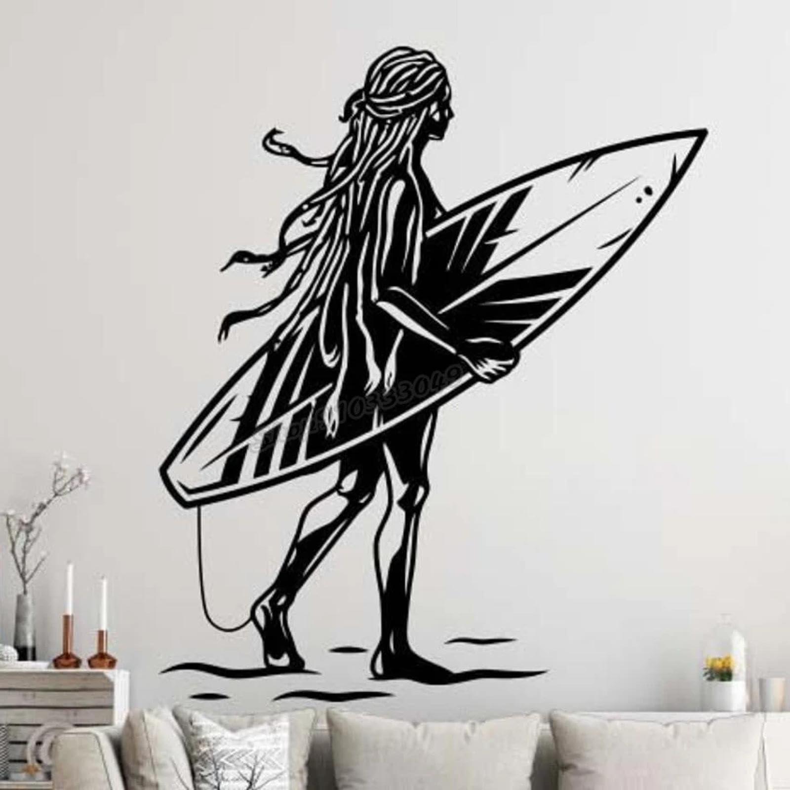 Youousi Girls Black Wave Surfing Ocean Slide Surfing School Water Surfboard Wall Sticker Room Wall Sticker Bedroom Art Decal