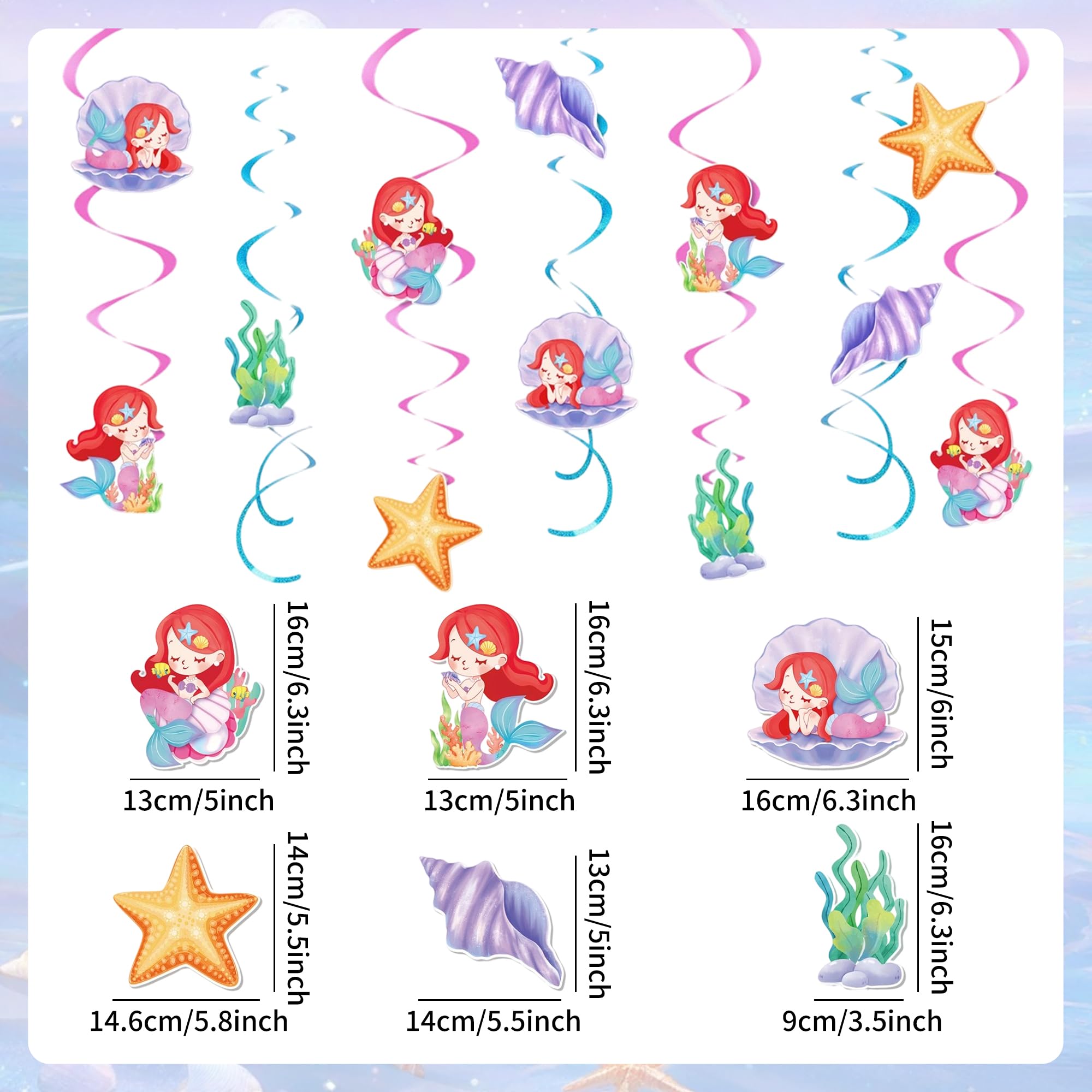 LaVenty Mermaid Banner Shells Whale Beach Party Decorations Supplies Under the Sea Party Decorations for Indoor Outdoor - Image 2