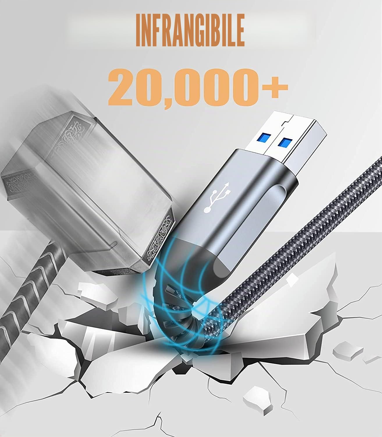 sweguard Cavo Prolunga USB 3.0 [10M] Cavo Prolunga Maschio A Femmina A 5Gbps Nylon per Computer, Disco Rigido Esterno, Stampante, Mouse, Tastiera,Chiavetta/Hub USB, Fotocamera-grigio