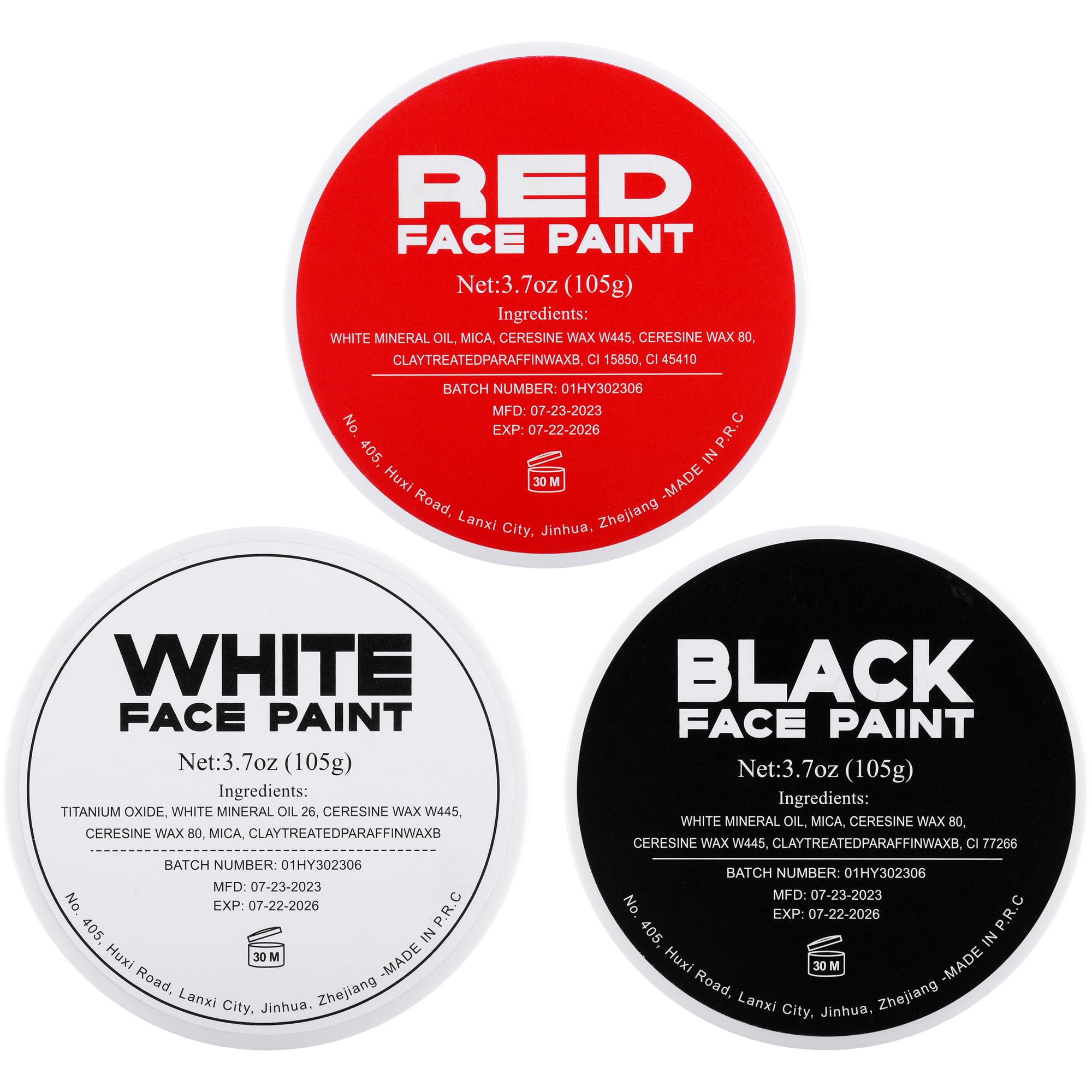 DELISOUL Clown Makeup Kit,Red White Black Face Paint(11.11oz),Professional Face Painting Kit,Oil Based Body Paint For Adults,SFX Makeup Kit For