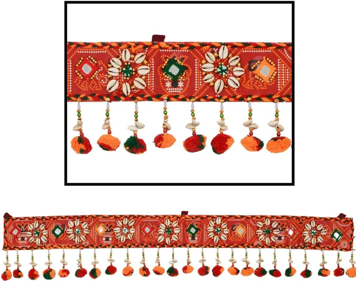 Amba Handicraft Door Hanging Toran Window Valance Dream Catcher Home Décor Interior Pooja bandanwaar Diwali Gift Festival Colorful Indian Handicraft Love.TORAN67