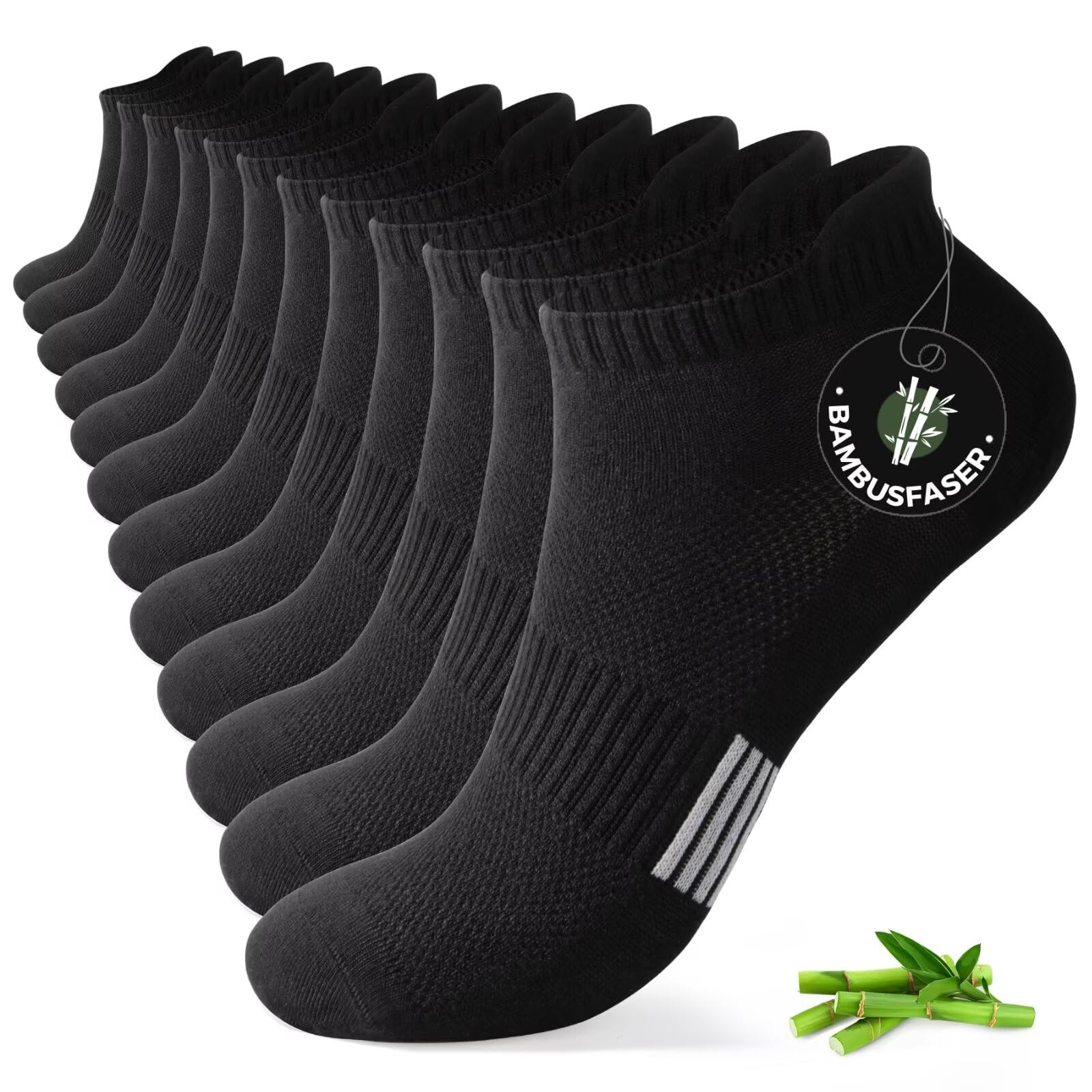 FALARY Bambus Sneaker Socken Herren Damen 6/12 Paar, Atmungsaktive Antibakterielle Socken, Kurz Sportsocken Laufsocken