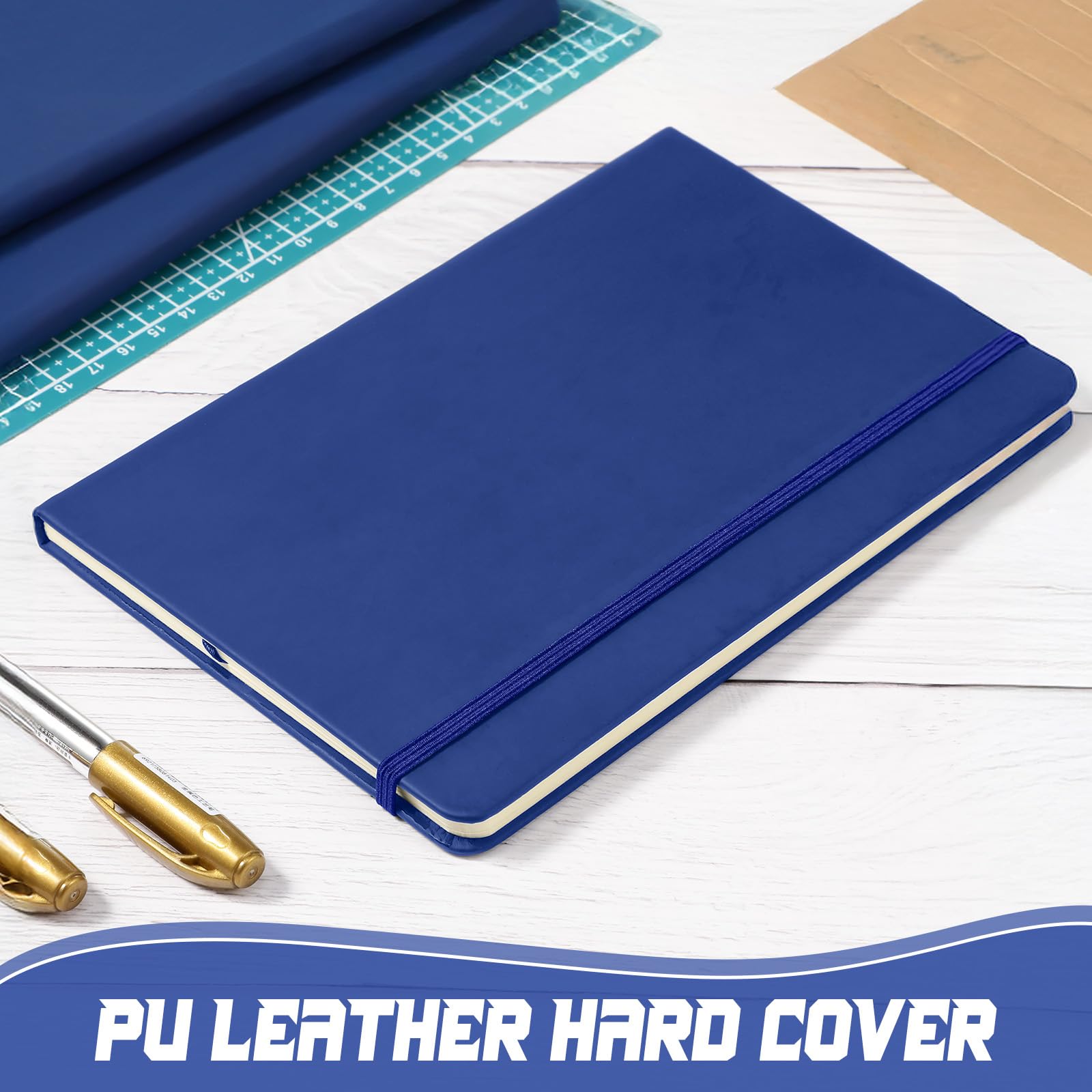 Honoson Confezione da 20 quaderni a righe formato A5, con copertina rigida, 14 x 21,1 cm, in pelle PU, a righe, 160 pagine, per rientro a scuola, ufficio, lavoro, casa (blu reale)