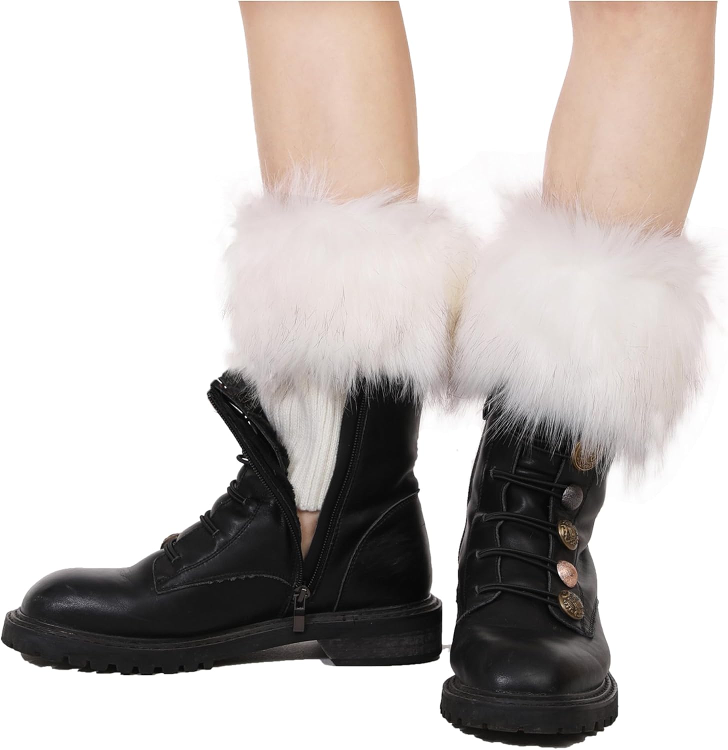sy soul young Women Faux Fur Leg Warmers Short Furry Fuzzy Boot Cuffs Toppers Girls Winter Knitted foot cuff - Image 6