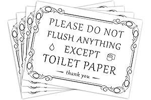4 Pcs 3 x 4 Inch Black Words Please Do Not Flush...