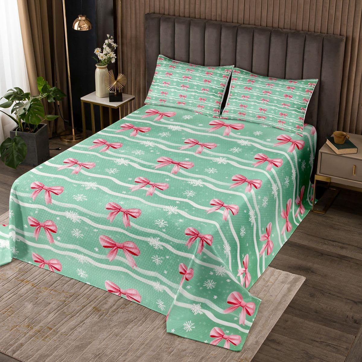 Erosebridal Cute Cardinal Bedspread Sets Queen Size for Kids Teens Adults - Vintage Christmas Tree Coverlet Set Cute Bird in the Branches Bed Set Retro Christmas Ornaments Bedding Set