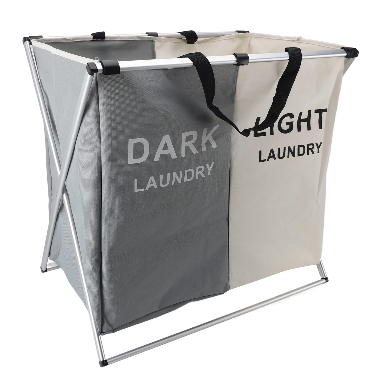 Cesto portabiancheria a 2 sezioni, in tessuto Oxford, grande, pieghevole, staccabile, per l'organizzazione dei panni sporchi