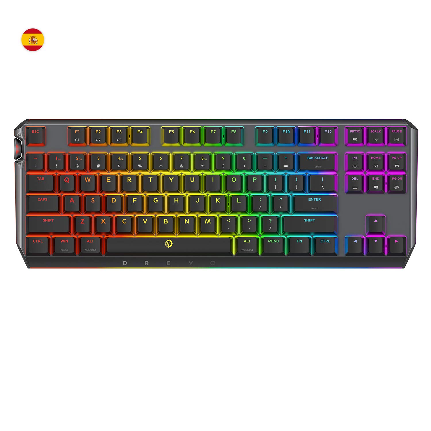 DREVO BladeMaster PRO 88K ES Layout Mechanical Keyboard RGB Gaming Cherry MX Red Switch