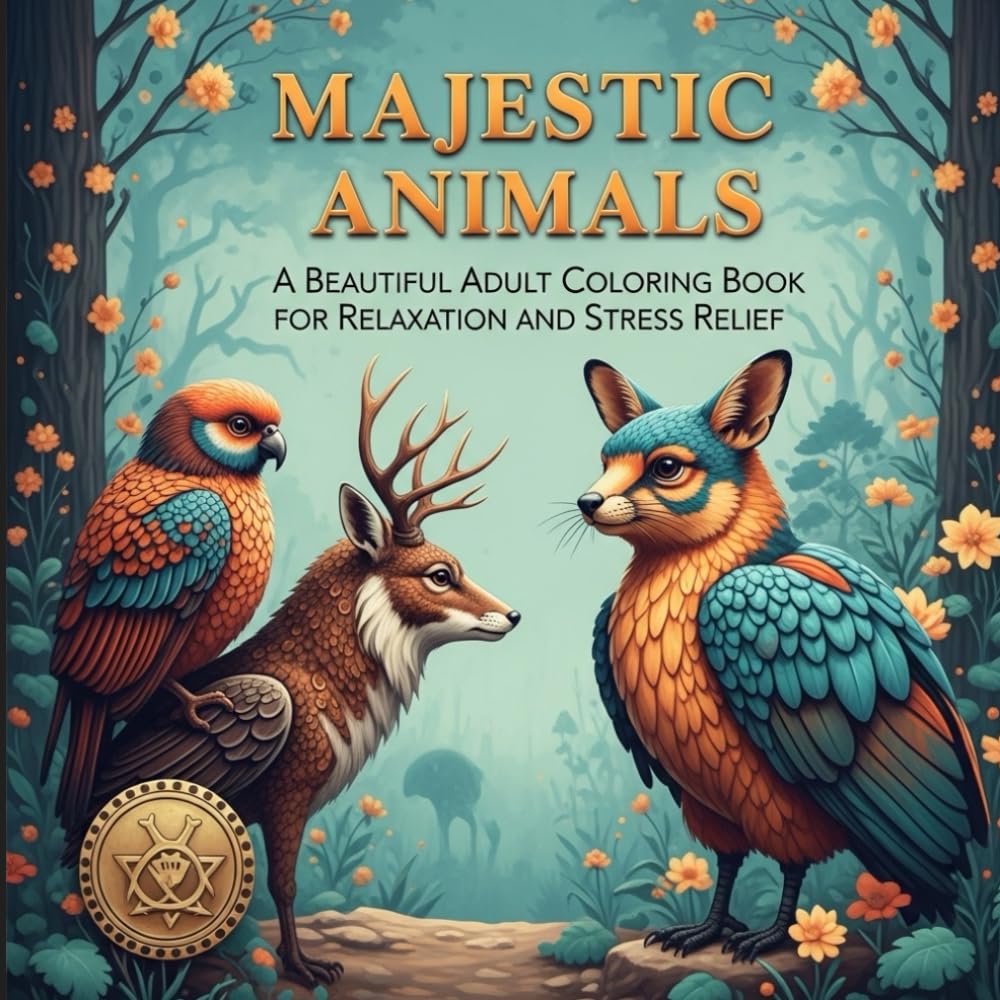 Majestic Animals: A Beautiful Adult Coloring Book for Relaxation and Stress Relief | 8.5x8.5 45 Pages (Teens & Adults)