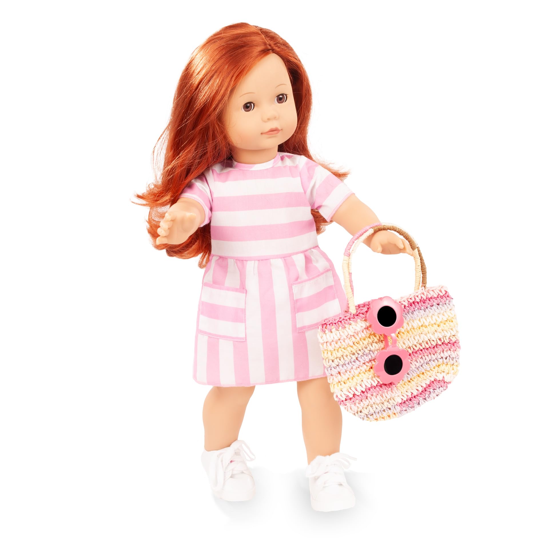Götz 2690347 Precious Day Girl Julia Summer Puppe 46 cm Stehpuppe | 7-tlg, für Kinder ab 3 Jahren, lange rote Haare, braune Schlafaugen, Outfit mit Sommerkleid, frisierbar, Weichkörper