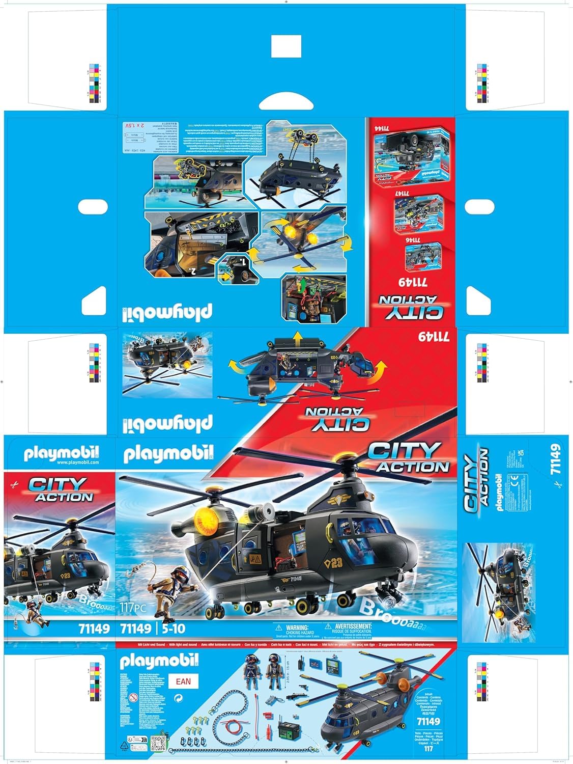 PLAYMOBIL | City Action | SWAT-Rettungshelikopter | Detailreicher SWAT-Rettungshelikopter mit Licht- und Soundmodul | Spielzeug für Kinder ab 5 Jahren | 71149