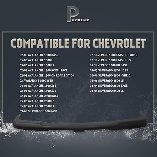 Miniatura 4 de Perfit Liner Nuevo Delantero Negro Texturizado Bumper Cubierta Cojín Cenefa 2003-2007 Chevrolet Chevy SIlverado Pickup Truck 1500 2500 HD 02-06