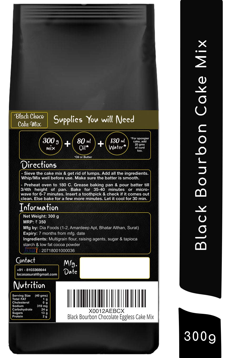 La Casa French Vanilla + Belgian Chocolate + Red Velvet + Black Choco + Paan Cake Mix | Combo Pack | Vegan | Super Moist | Pack of 5 | 5x300g | 3
