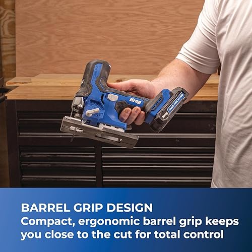 Miniatura 2 de Kreg Sierra Caladora de Agarre de Barril con Impulso Iónico de 20V - Inalámbrica, Compacta y Ergonómica - Corte de Precisión - Velocidad Variable de