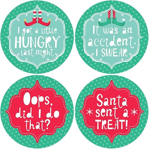 Miniatura 6 de Big Dot of Happiness Elf Squad - Notas de elfos navideños y navideñas - Juego de 12 calcomanías