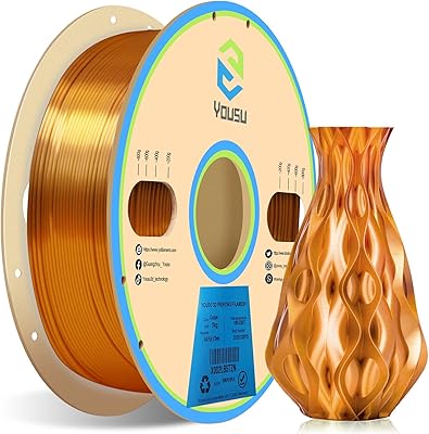 25 – YOUSU 3D Printer Silk Filament, Shiny Silk PLA Filament 1.75mm, Smooth Silky Surface, Great Easy to Print for 3D Printers, Dimensional Accur…