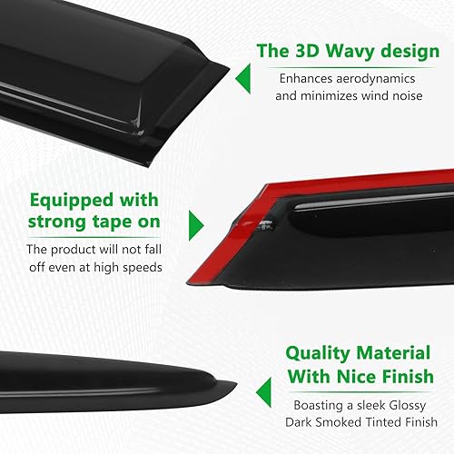 4 protectores de lluvia para ventana, deflector de viento para Honda HRV(HR-V) LX EX Sport EX-L, pantalla de ventilación de montaje exterior disponible en Yaxa Colombia