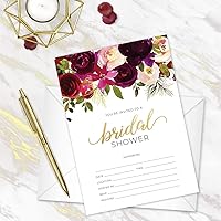 Vista 2 de Canopy Street Invitación de despedida de soltera con relleno floral de otoño, 25 invitaciones de despedida de soltera con flores de otoño con sobres