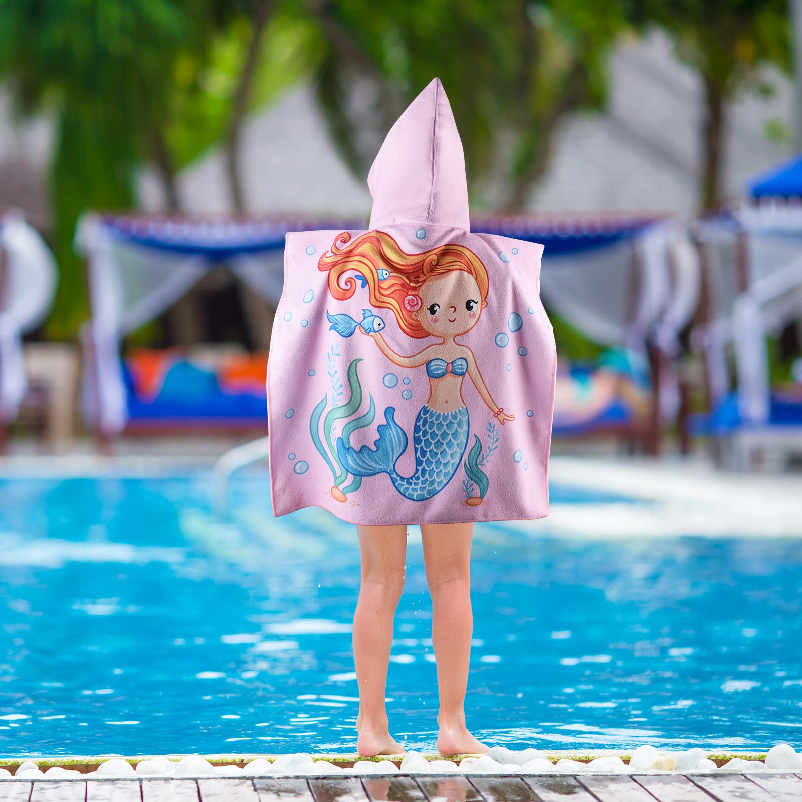 Toalla Poncho Con Capucha Para Niños - 100% Algodón, Para Playa, Piscina Y Baño (3-12 Años)