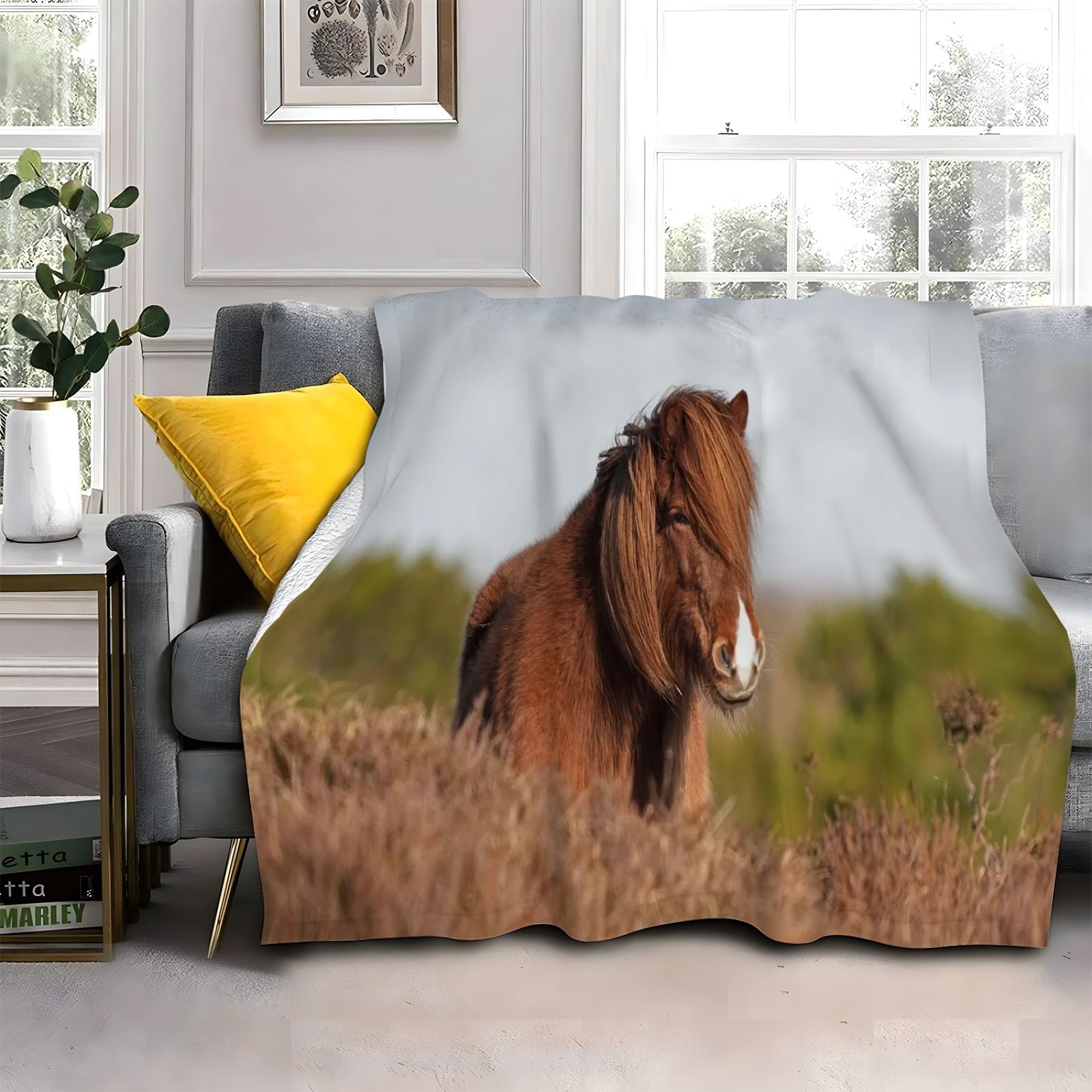 Koc konia krasnolud koc leśny koc na łóżko pojedyncze ciepłe miękkie koce na sofę flanelowe 180 x 200 cm na wszystkie pory roku
