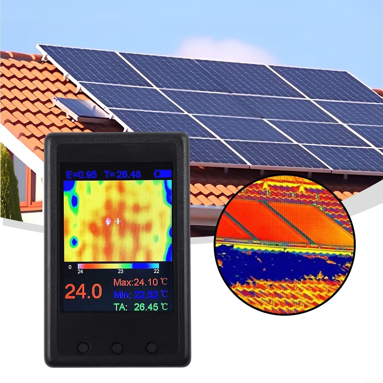 Cámara infrarroja de mano con pantalla LCD de 2.4 pulgadas, sensor MLX90640, interfaz de datos USB, emisividad ajustable, para calefacción de componentes de PCB, piezas automotrices e interruptor