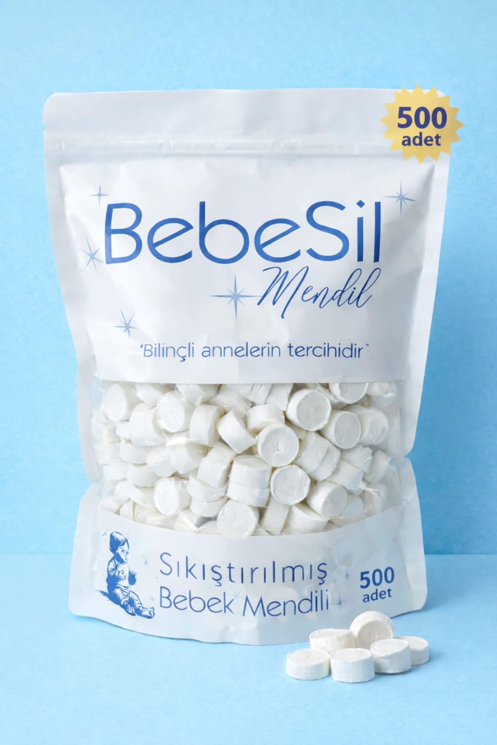 BebeSil Sıkıştırılmış Bebek Mendili 500 ADET