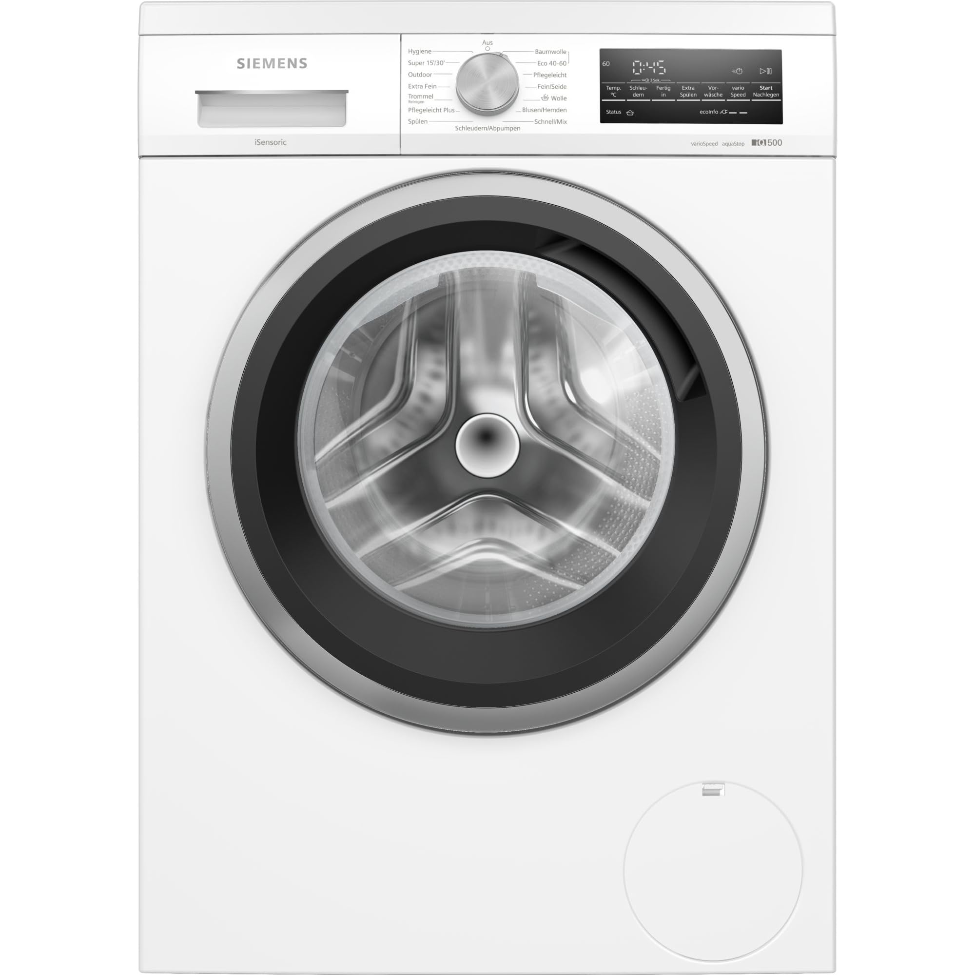 Siemens WU14UT70, Stiftung Warentest Test, lavatrice iQ500, carico frontale con capacità di 8 kg, 1400 giri/min, da incasso, speedPack L, programma per esterni, display LED simpleTouch